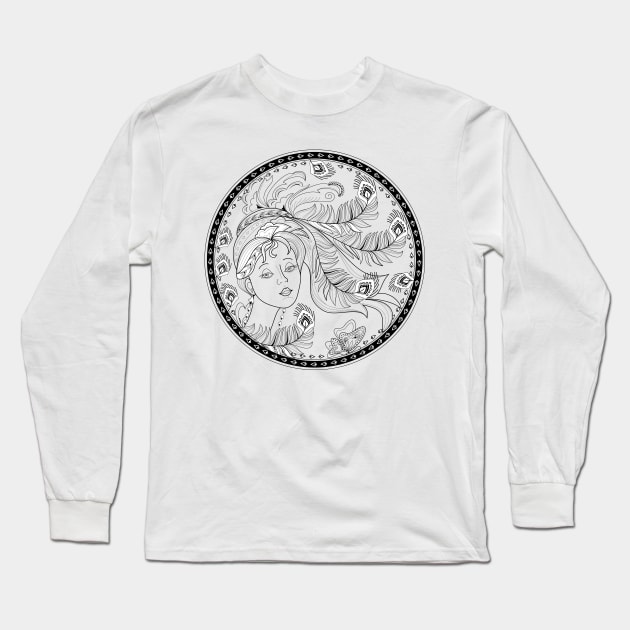 Medallion with portrait of beautiful girl. Long Sleeve T-Shirt by Artist Natalja Cernecka